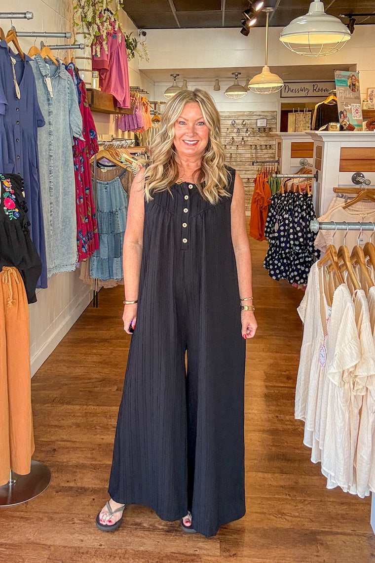Haven Textured Jumpsuit - Black
