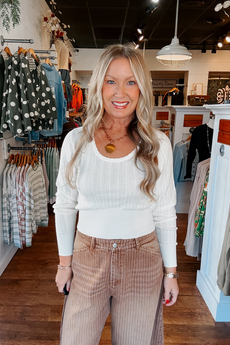 Collins Ribbed Top - Ivory
