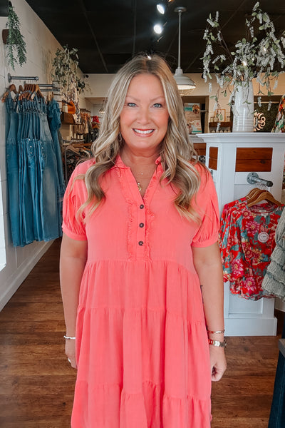 Georgia Mini Dress - Coral
