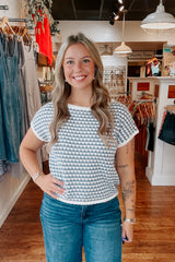 Geo Short Sleeve Sweater - Denim