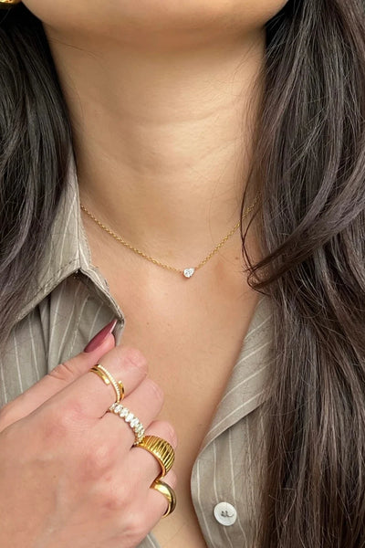 Lola Solitaire Sideways Pear Necklace - Gold
