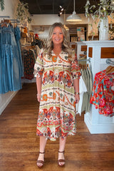 Birdie Midi Dress - Green Mix