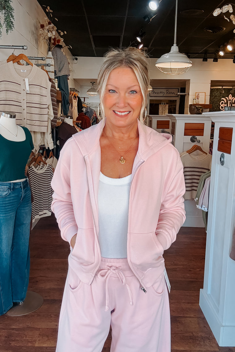 Zip Up Hoodie - Pink