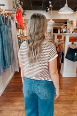 Geo Short Sleeve Sweater - Mocha