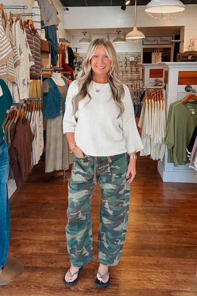 Risen Slouchy Relaxed Camo Barrel Jeans