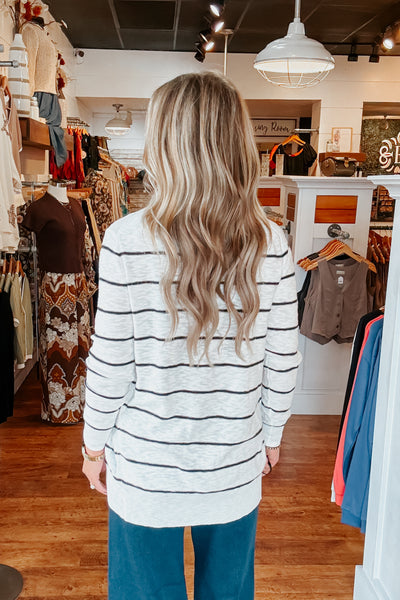 Bea Striped Cardigan - Charcoal