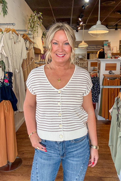 Lola Striped Cardigan - Brown