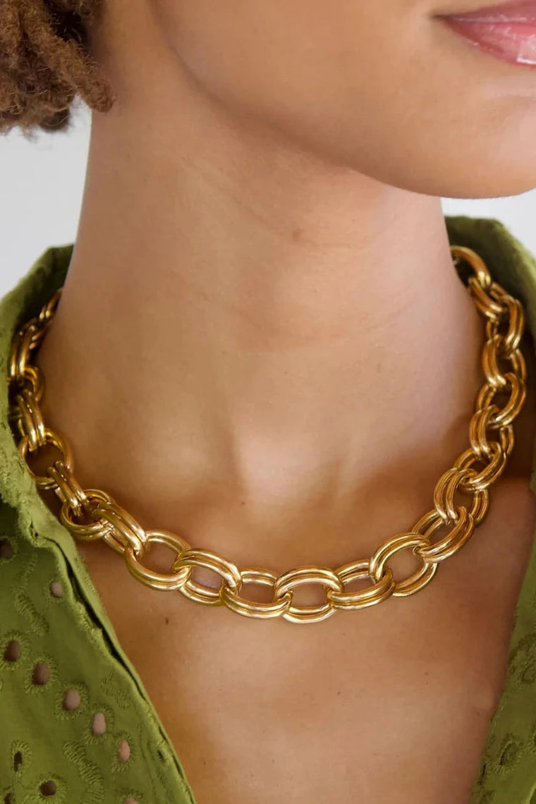 Louella Chunky Double Chain Necklace - Gold