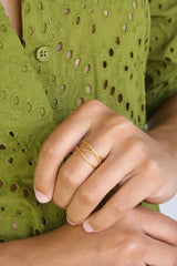 Blair Interlocking Hammered Ring - Gold - Size 6