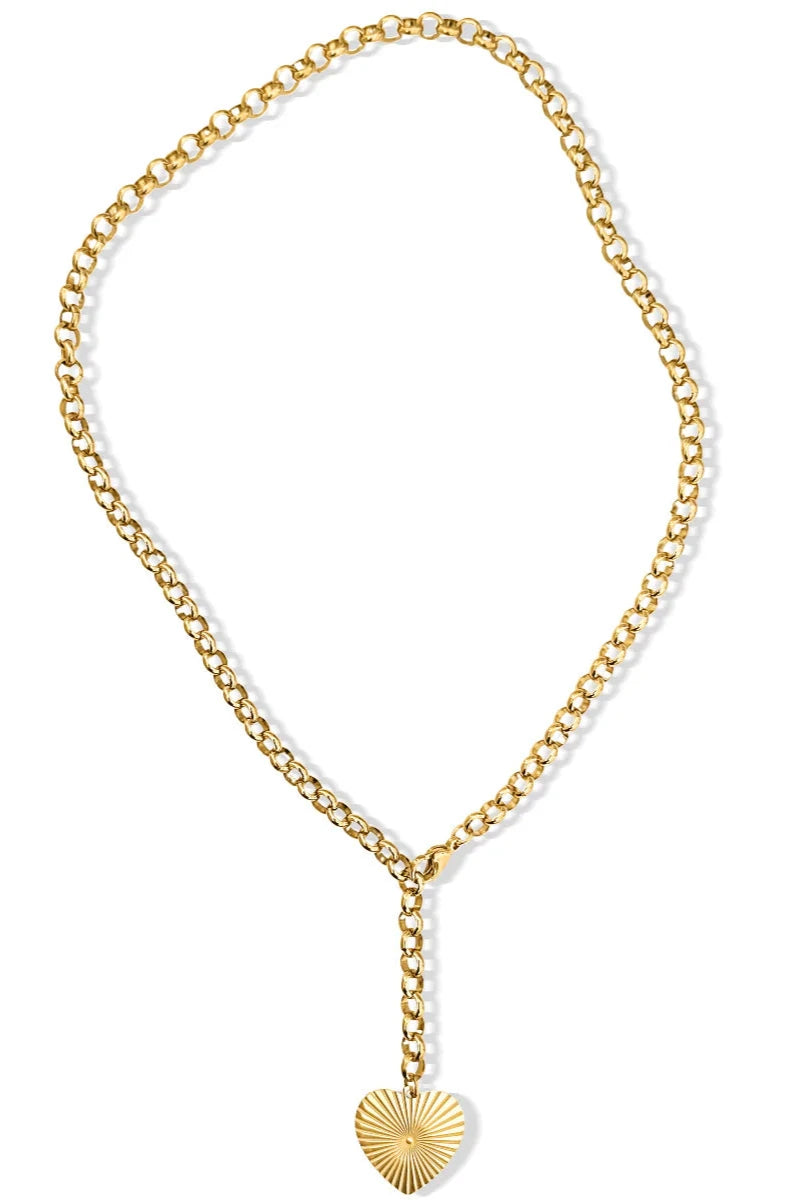 Shiloh Heart Lariat Necklace - Gold