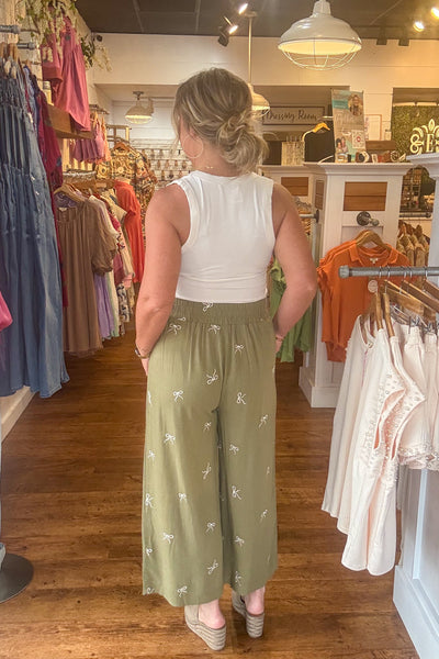 Baylor Ribbon Pants - Light Olive
