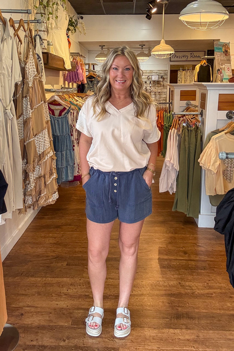 Florence Drawstring Shorts - Navy
