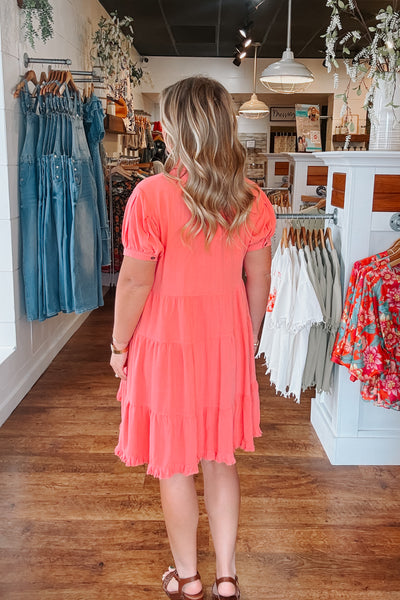 Georgia Mini Dress - Coral
