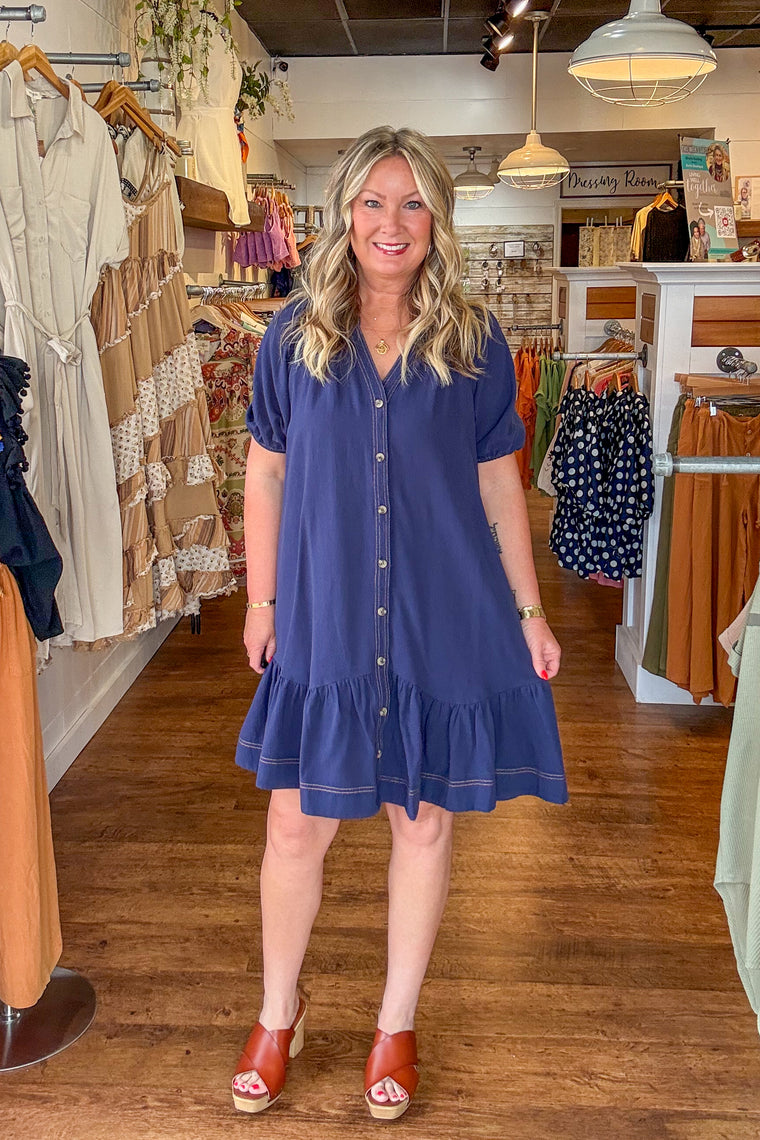 Wesley  Dress - Bright Navy