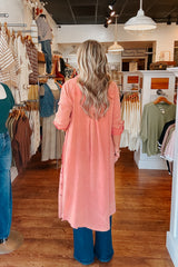 Adair Button Down Duster - Rose