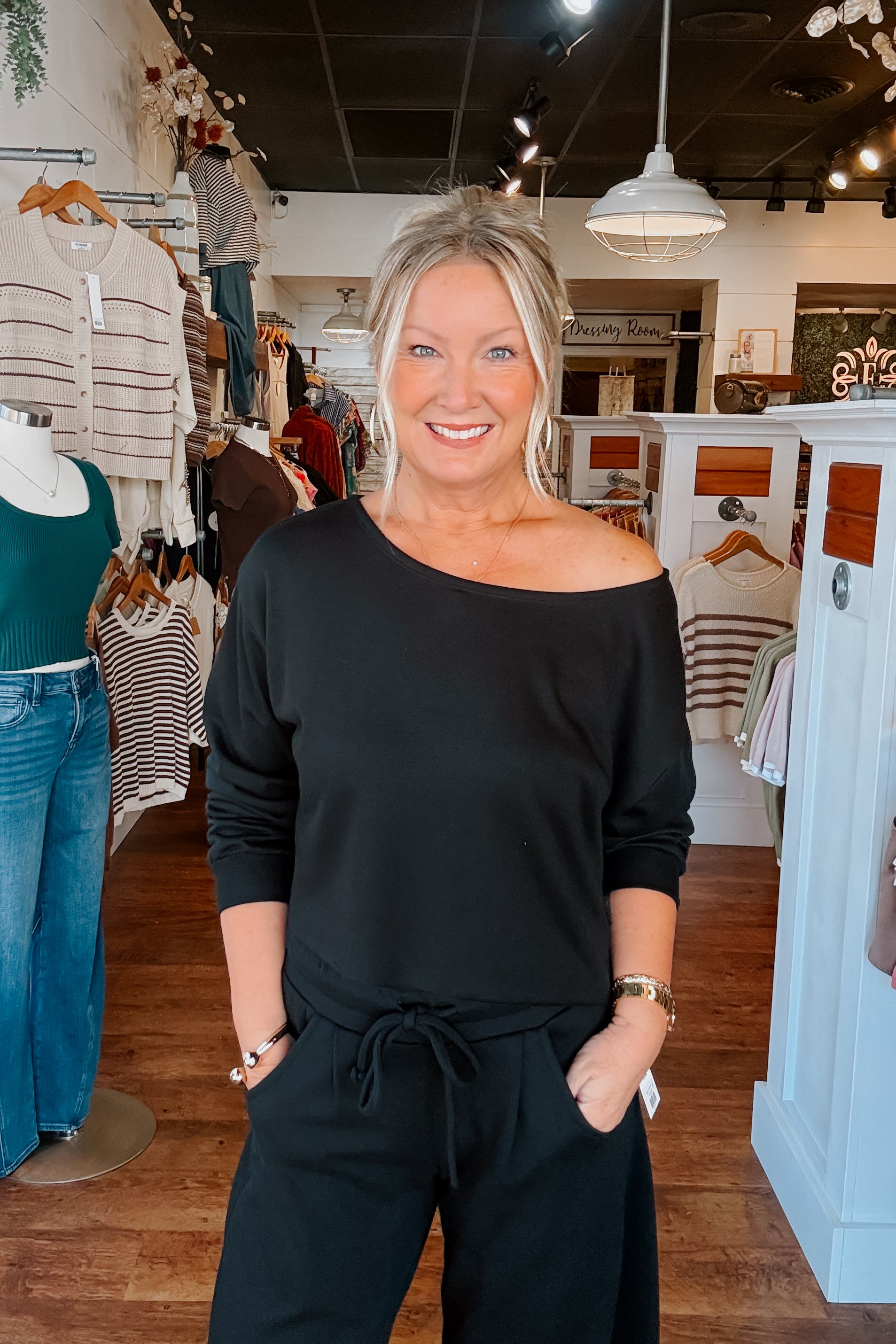 Boat Neck Top - Black