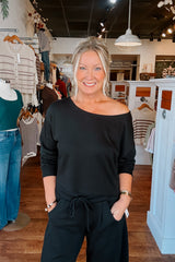 Boat Neck Top - Black