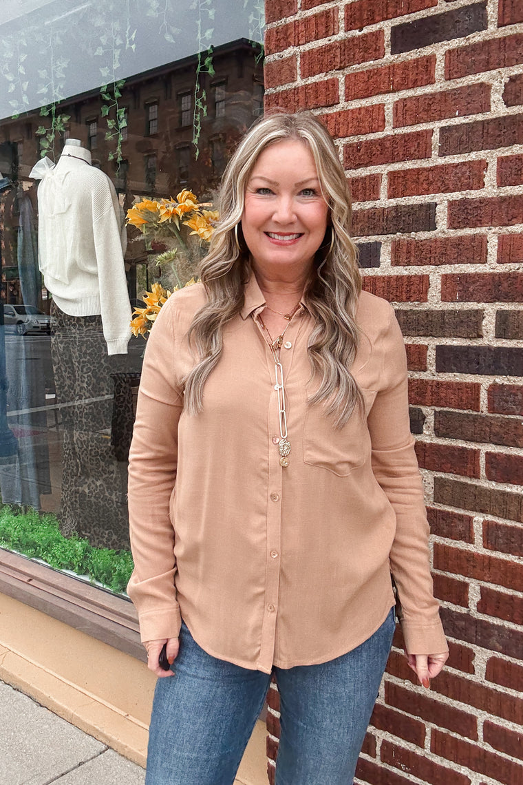 Paulina Button Up - Camel