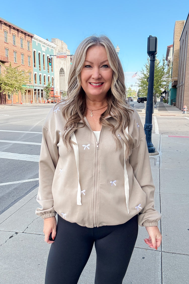 Clover Zip Up Hoodie With Bows