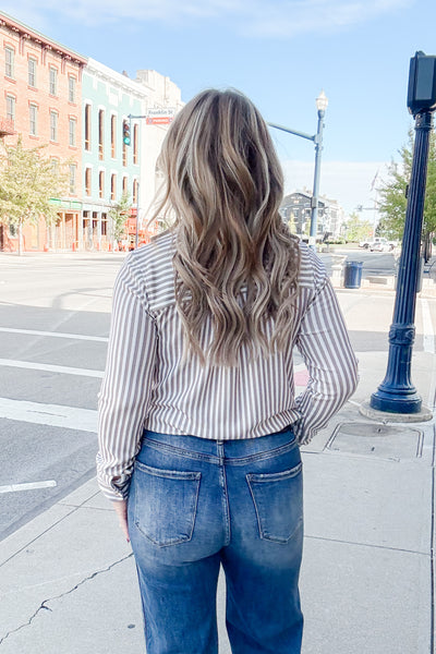 Alexa Striped Shirt - Mocha