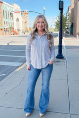 Alexa Striped Shirt - Charcoal