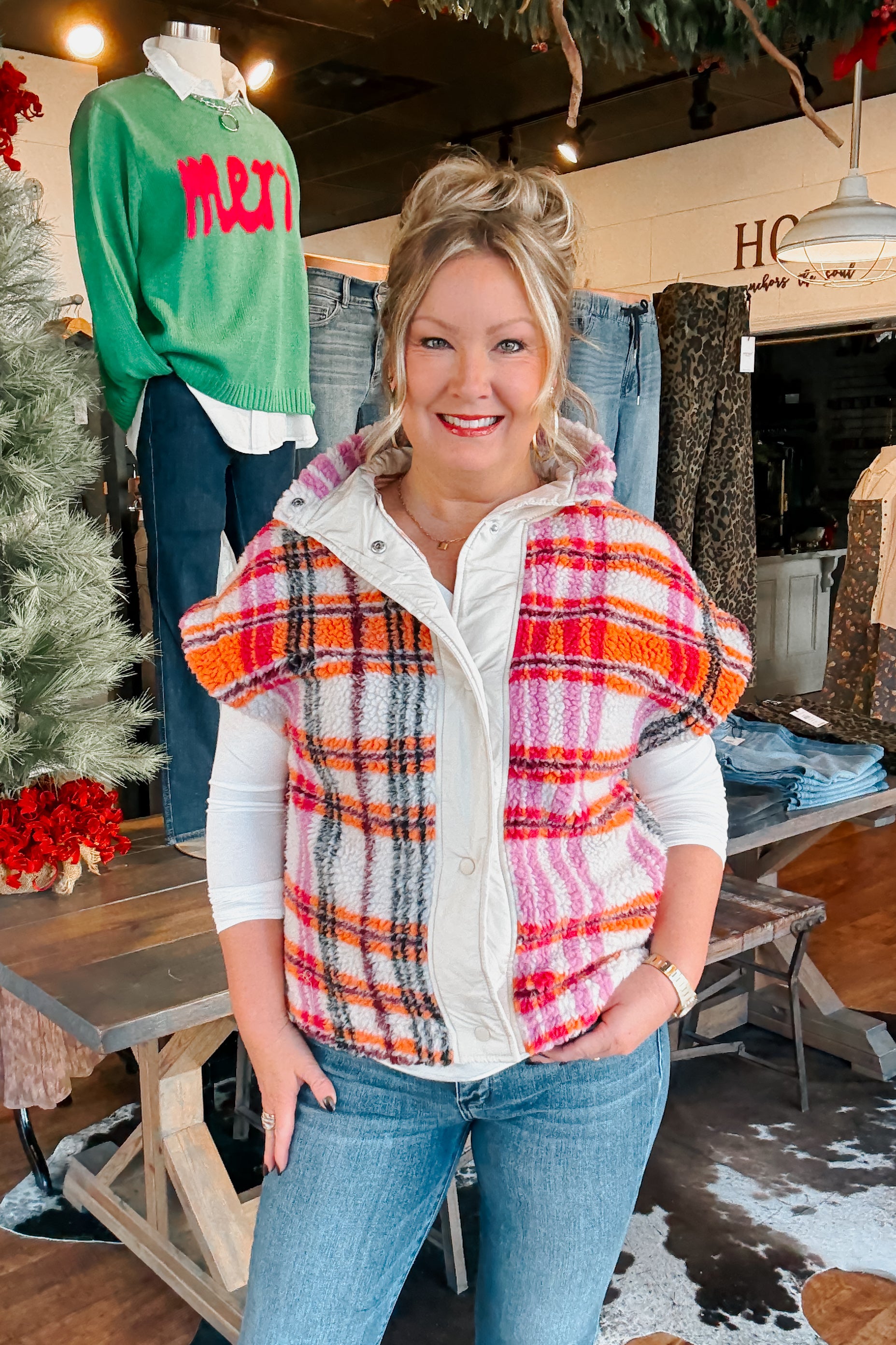 Sola Plaid Sherpa Vest