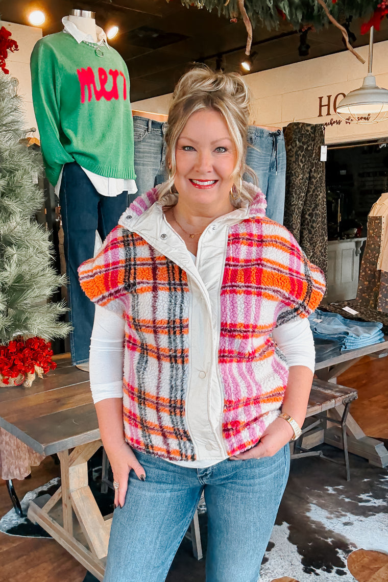 Sola Plaid Sherpa Vest