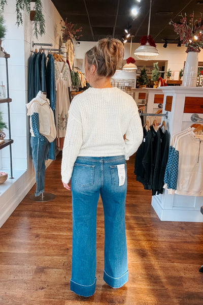 Risen Tummy Control Ankle Wide Cuffed Jean