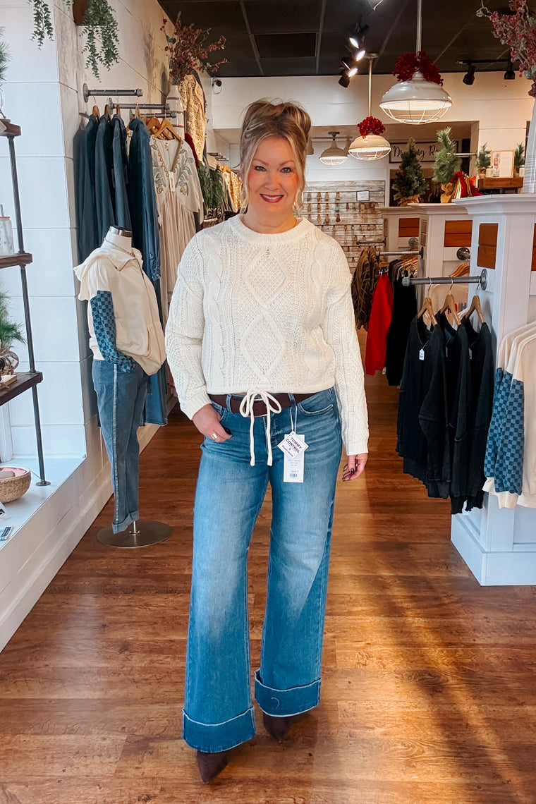 Risen Tummy Control Ankle Wide Cuffed Jean