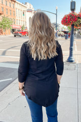 The Lina Asymmetrical Long Sleeve Pullover - Black