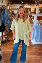 Aria Mineral Washed Top - Faded Sage