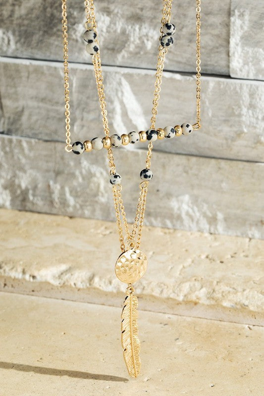 Multi Layered Charm Necklace - Dalmatian