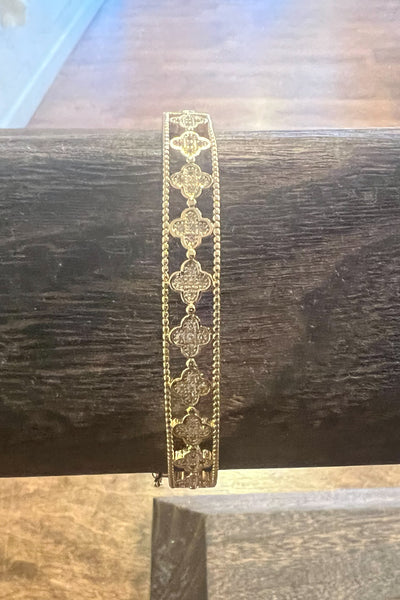 Diamonds and Gold Oval Bangle