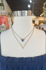 Natural Stone Triangle Charm Necklace - Sodalite