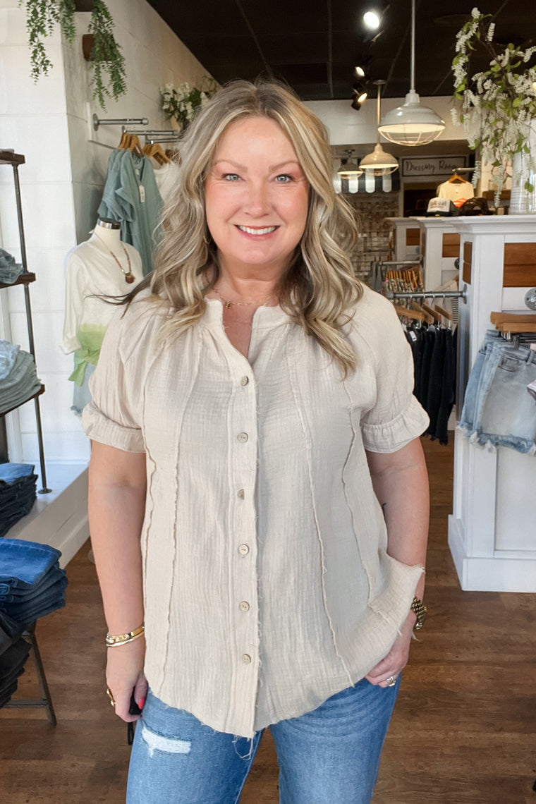 Dani Button Up Top - Natural