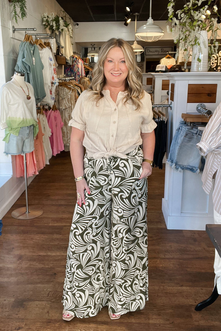 Karina Wide Leg Pant - Olive