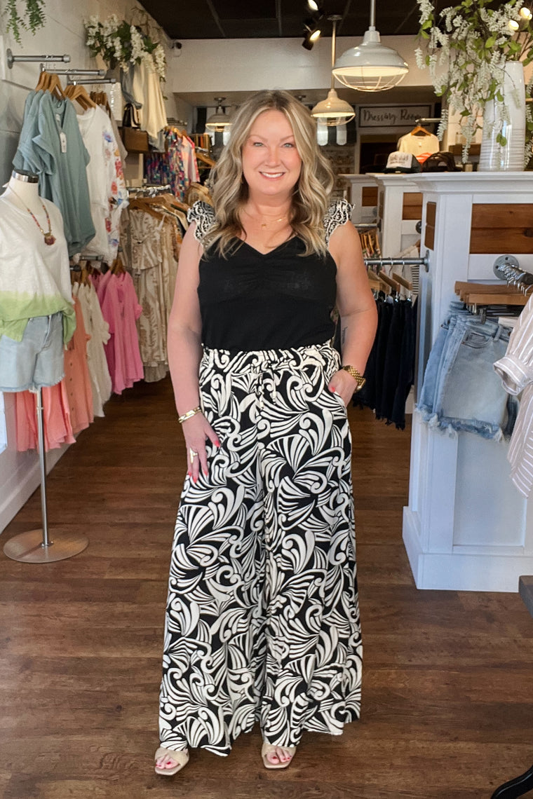 Karina Wide Leg Pant - Black