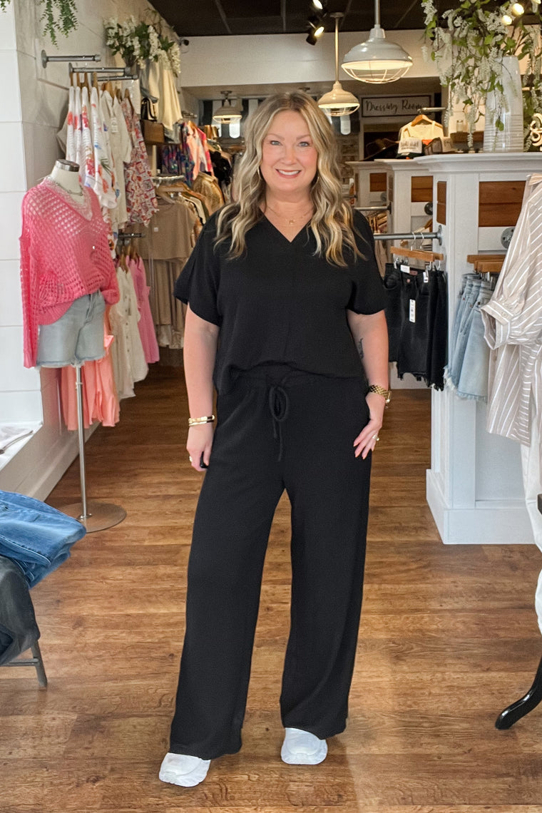 Elise Drawstring Pants - Black