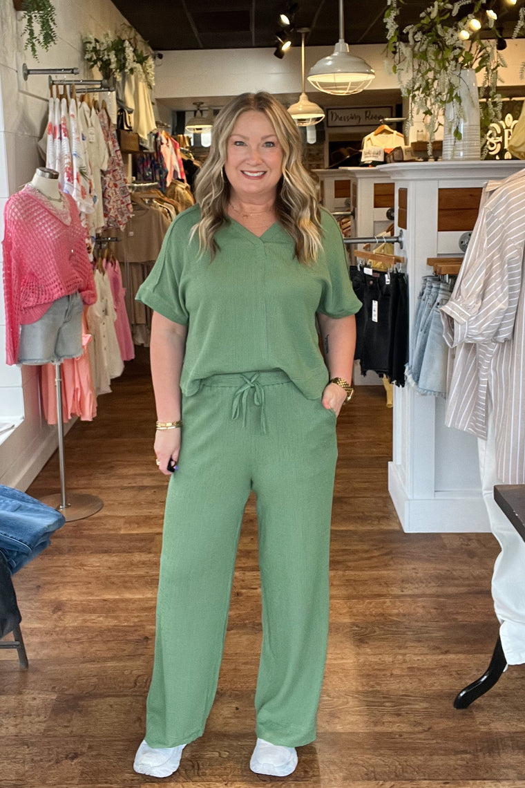 Elise Drawstring Pants - Sage