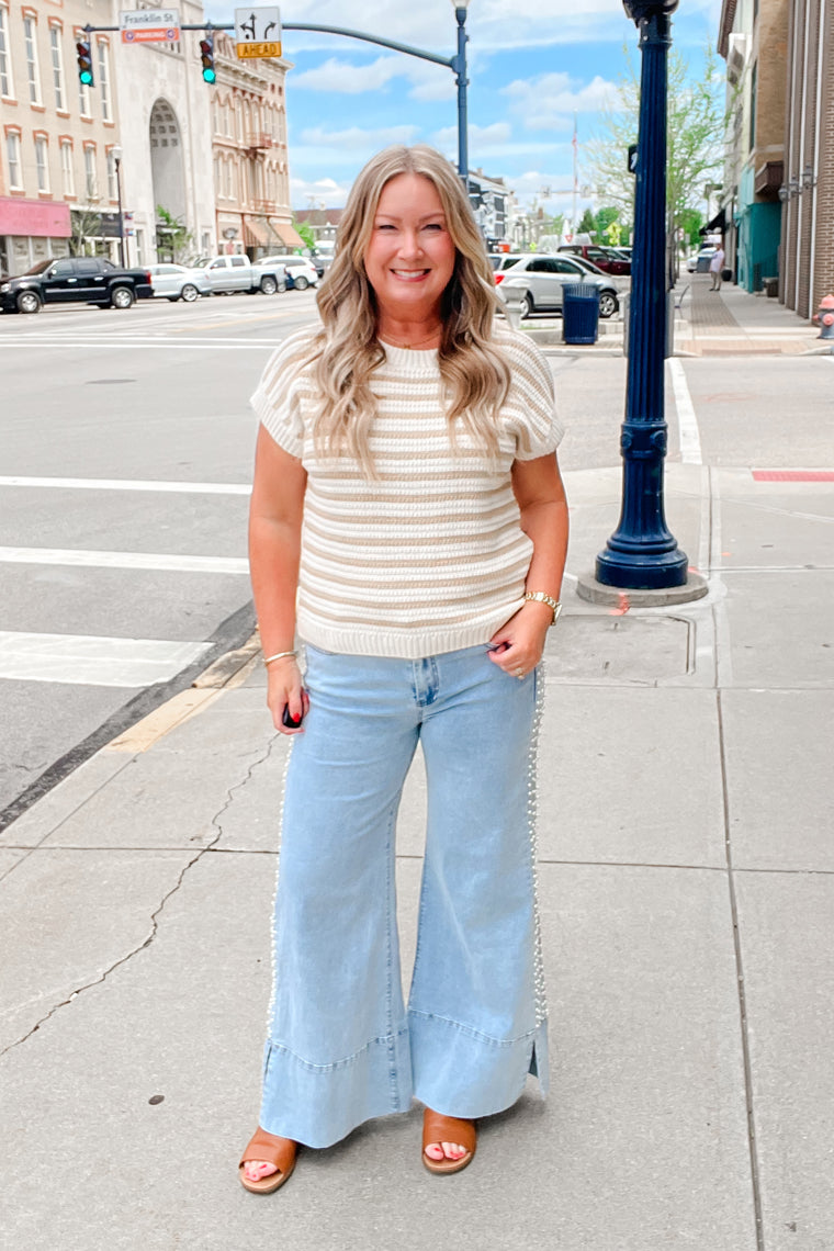 Side Pearl Denim Jeans
