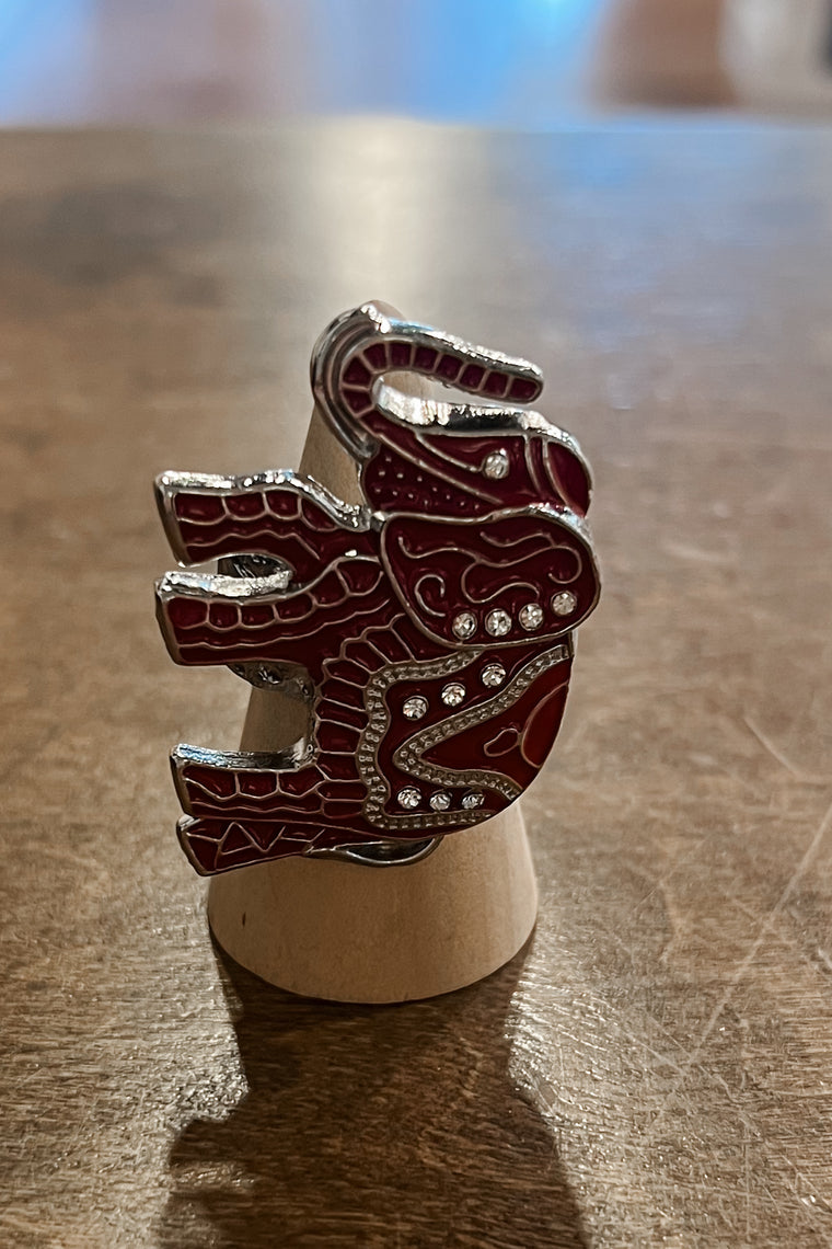 Red Elephant Adjustable Ring