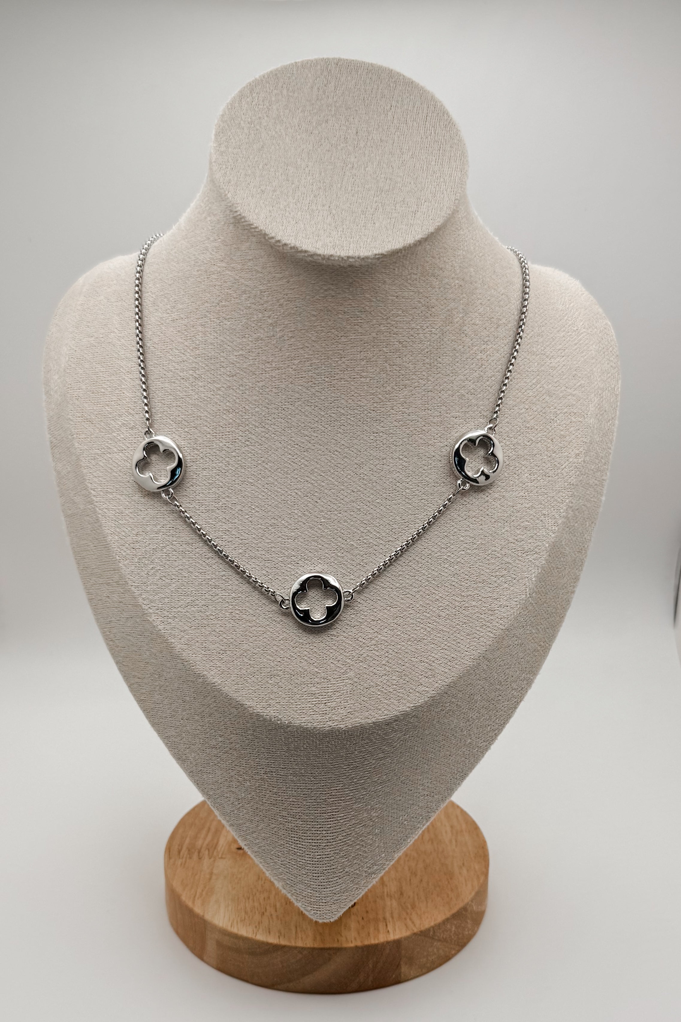 Rhodium Plated Silver Charm Necklace
