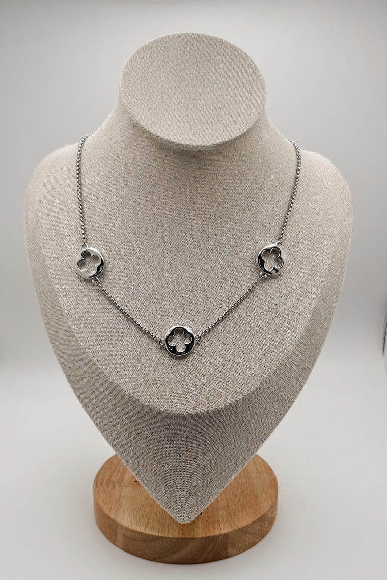 Rhodium Plated Silver Charm Necklace