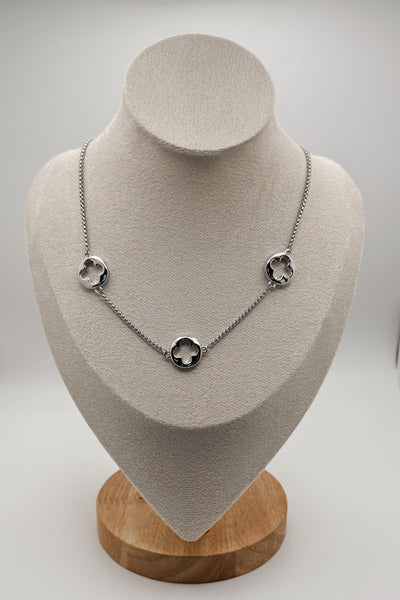 Rhodium Plated Silver Charm Necklace