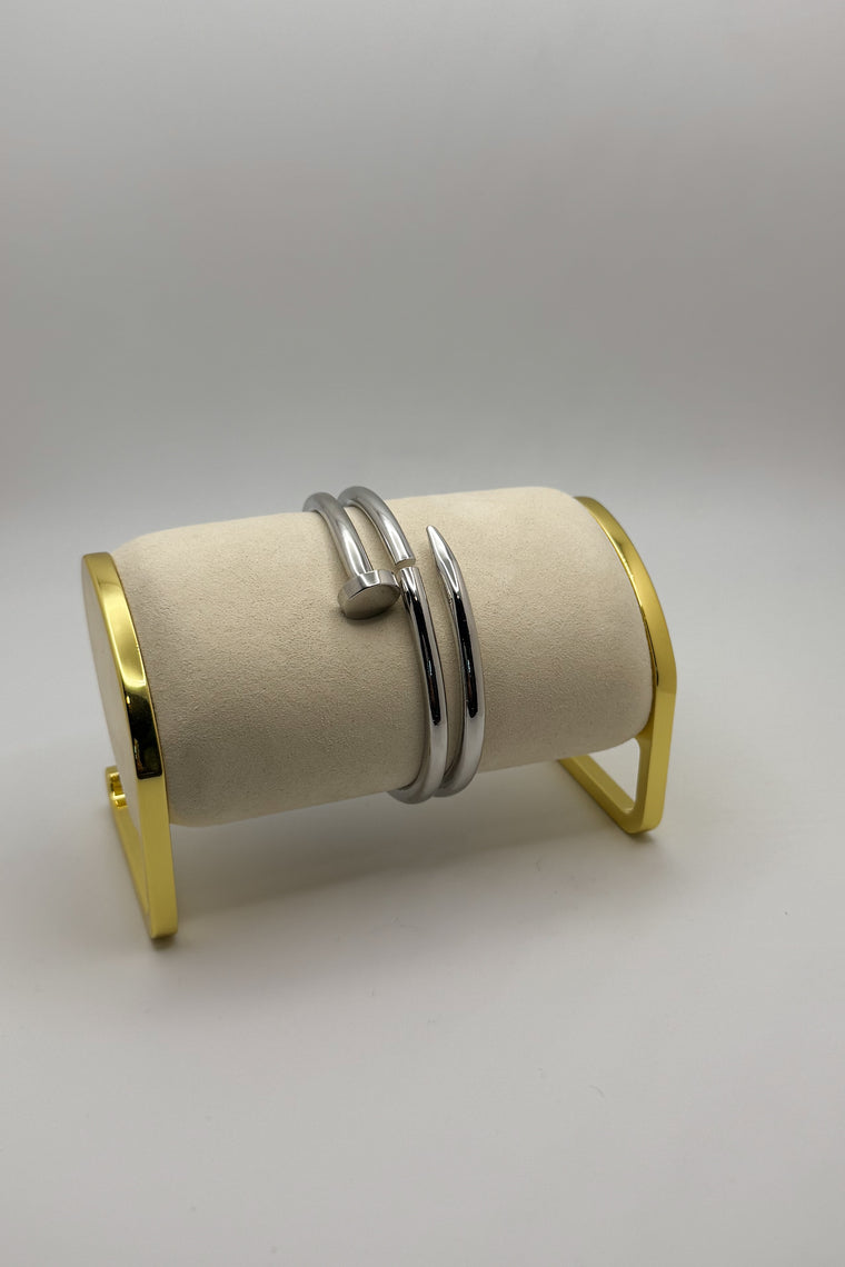 Put A Nail In It Cuff - Rhodium Plated