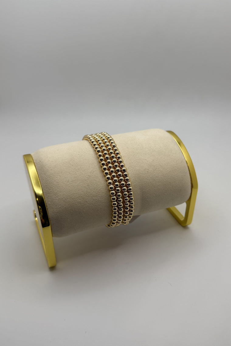 Set Of 4 Stretchy Beaded Bracelets - 18K Gold Plated