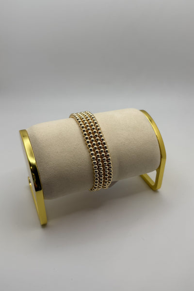 Set Of 4 Stretchy Beaded Bracelets - 18K Gold Plated