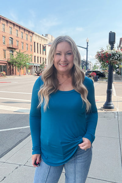 Scoop Neck Pullover - Teal