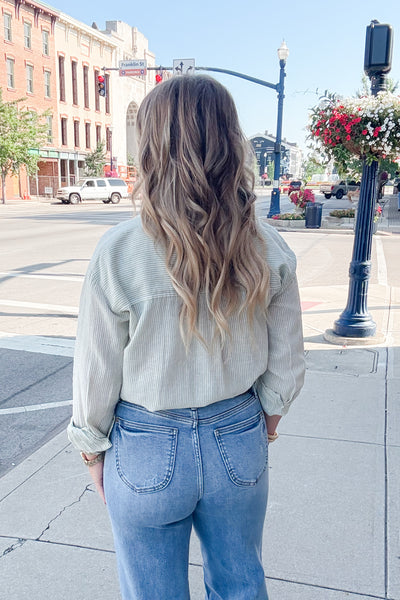 Lexi Striped Button Down Top - Green