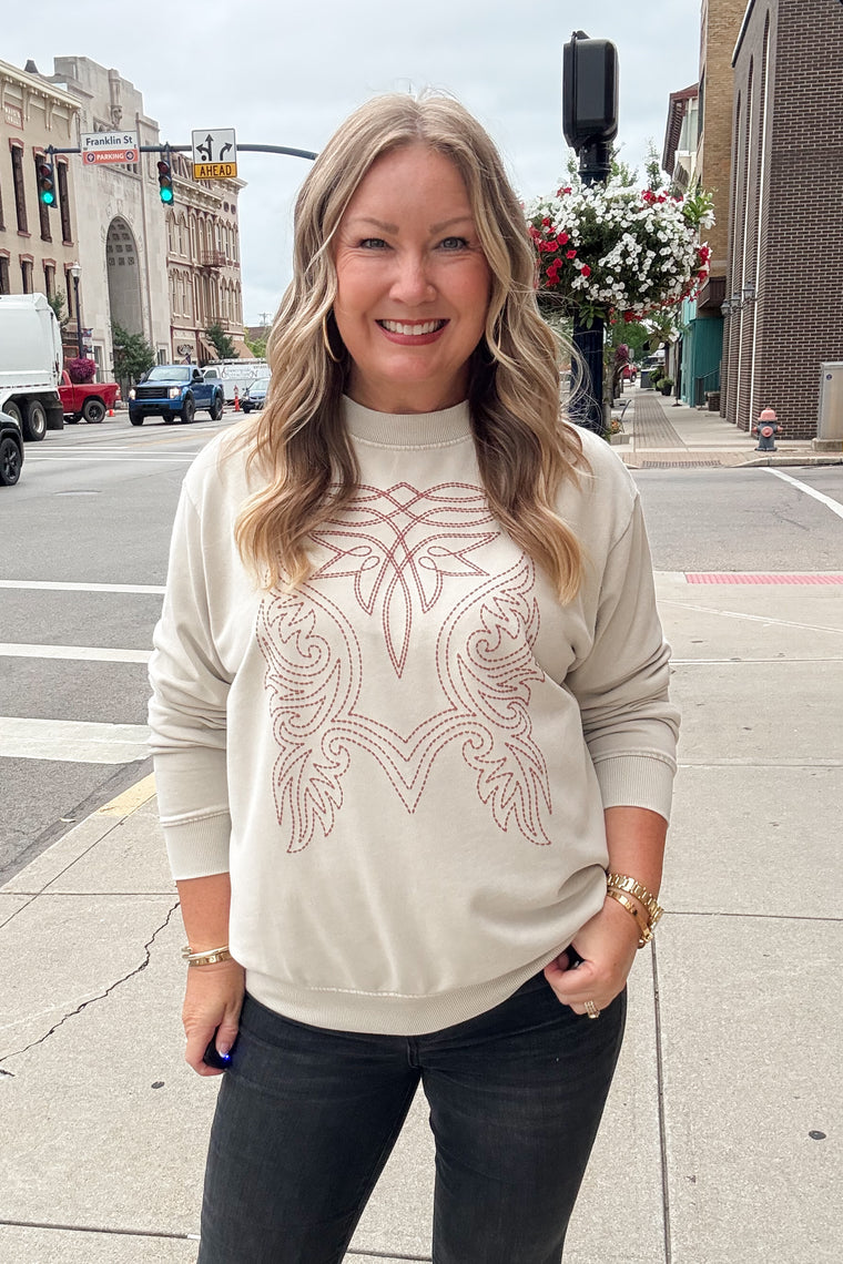 Buckle Up Cowgirl Sweatshirt - Mineral Oatmeal